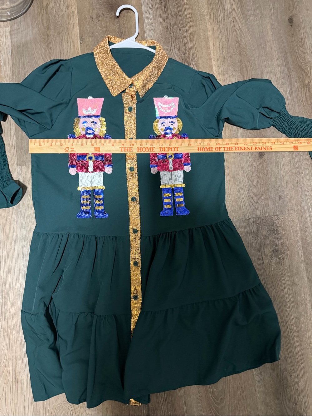 Green Nutcracker Sequin Tunic Dress with Gold Trim Size Adult L NWOT - Picture 6 of 6
